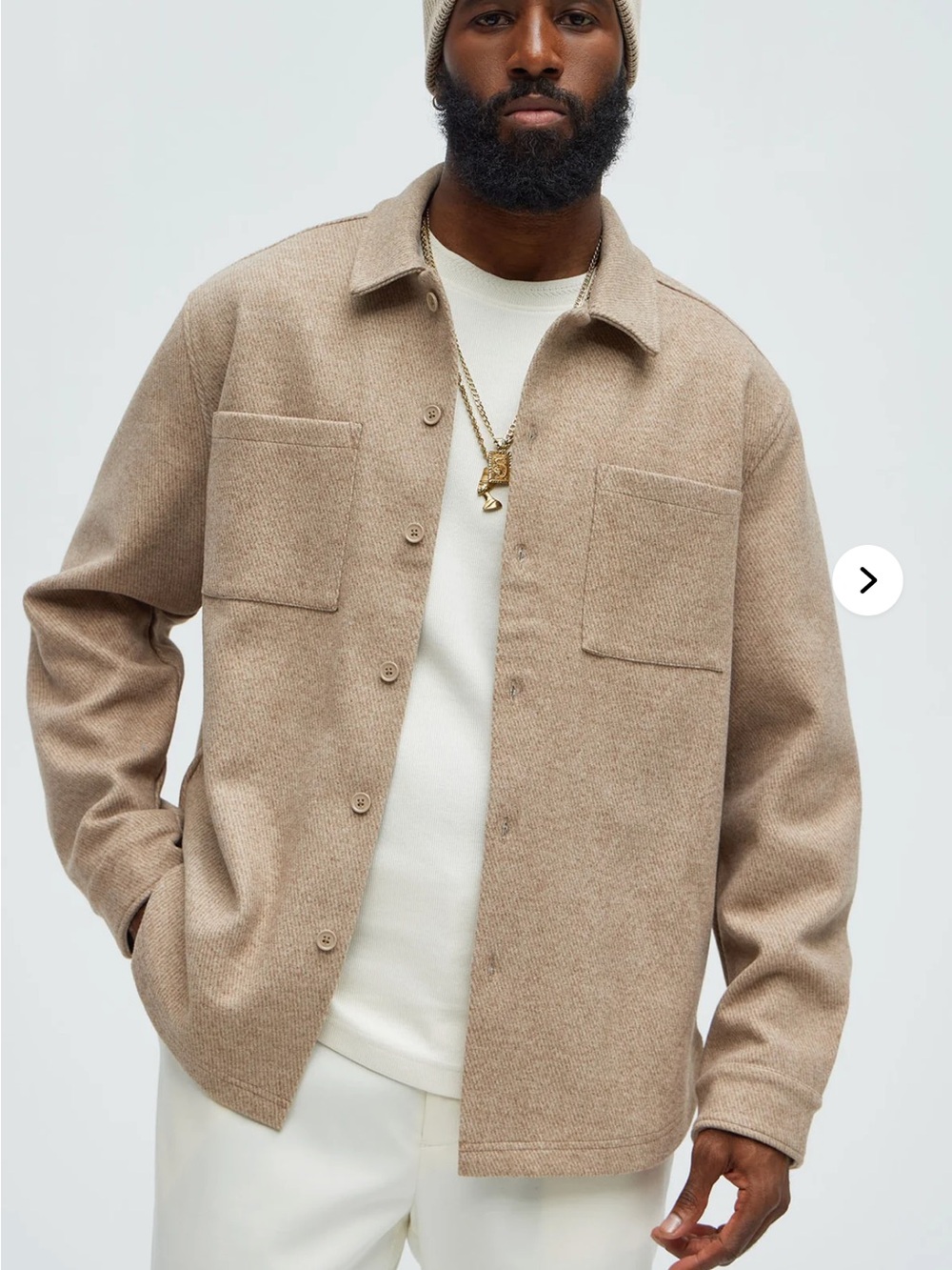 Fashion Nova Men's Beige Shirt Jacket